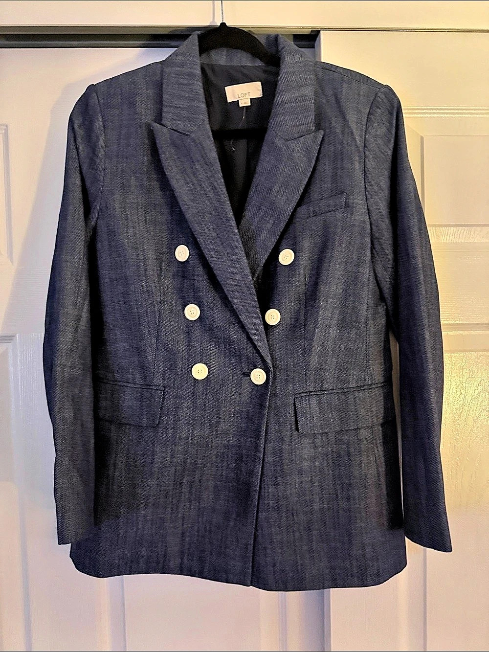 LOFT Double-Breasted Blazer in Blue Size 4 Like New